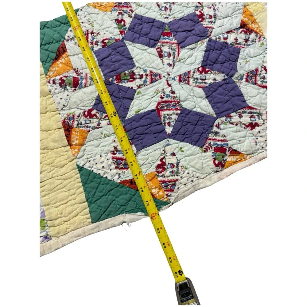 Vintage 30's/40's Handmade Star Quilt Handmade Patchwork Bedspread Throw Blanket